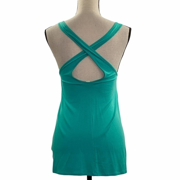 ZENANA Outfitters Teal Blue Criss-Cross Back Quarter Button Henley Pocket Tank - Picture 5 of 12